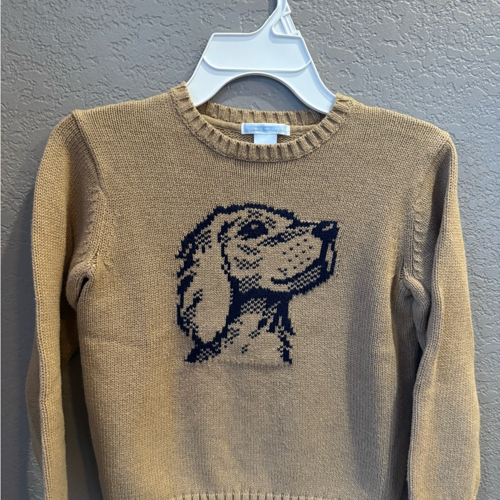 Janie and Jack Tan Sweater with Dog Design